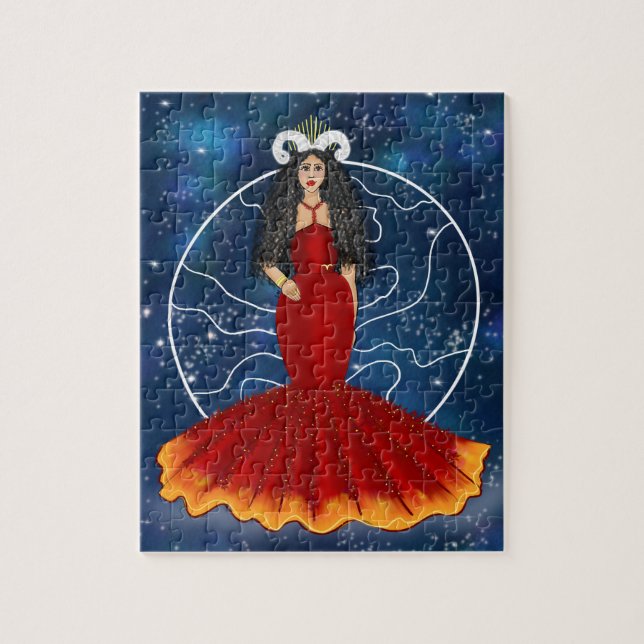 Zodiac Aries Goddess with Planet Mars Celestial  Jigsaw Puzzle (Vertical)