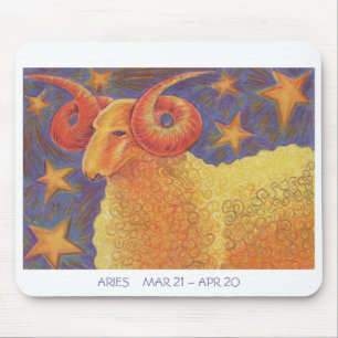 Zodiac Aries mousepad white border
