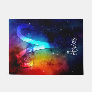 Zodiac : Aries Space Rainbow Doormat