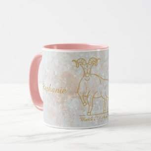 Zodiac Aries Star Sign Cosmic Monogram Glitter Mug