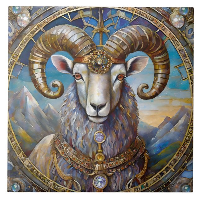 Zodiac - Aries The Ram Ceramic Tile (Front)