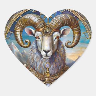 Zodiac - Aries The Ram Heart Sticker