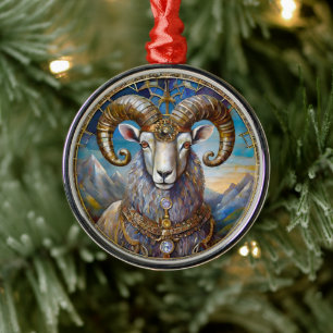 Zodiac - Aries The Ram Metal Ornament