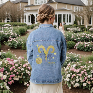Zodiac Aries Watercolor Personalized Jean Denim Jacket