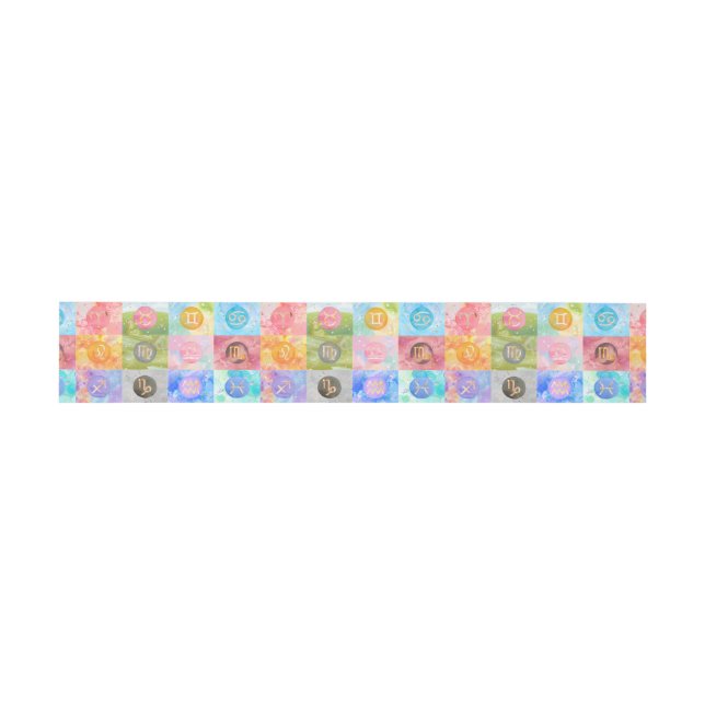 Zodiac Astrological Signs Birthday Art Invitation Belly Band (Flat)