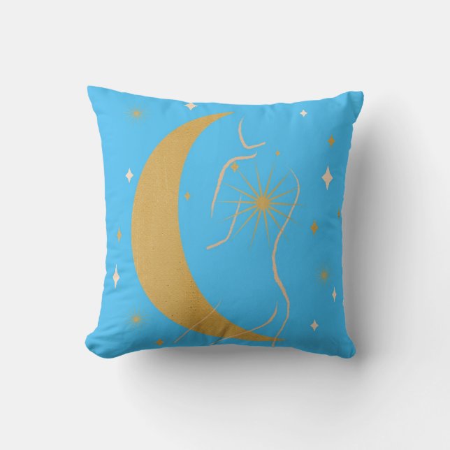 Zodiac Astrology Feminine Line Art Star Cushion (Front)