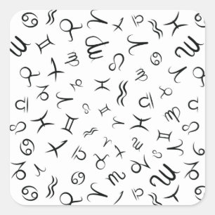 Zodiac Astrology Horoscope Pattern Font Square Sticker