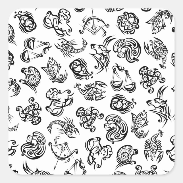 Zodiac Astrology Horoscope Pattern Square Sticker (Front)