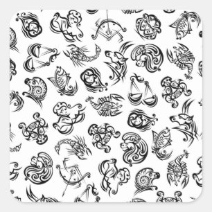 Zodiac Astrology Horoscope Pattern Square Sticker