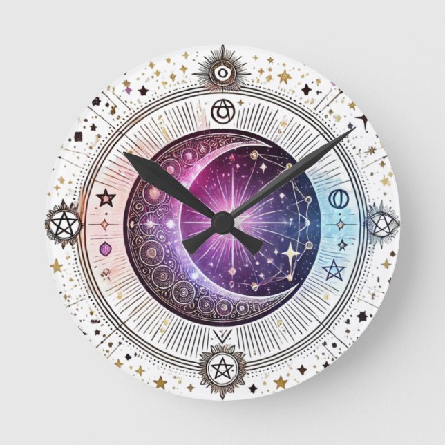 Zodiac astrology moon round clock (Front)