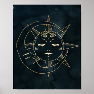 Zodiac, Astrology, Poster Moon Sun Stars