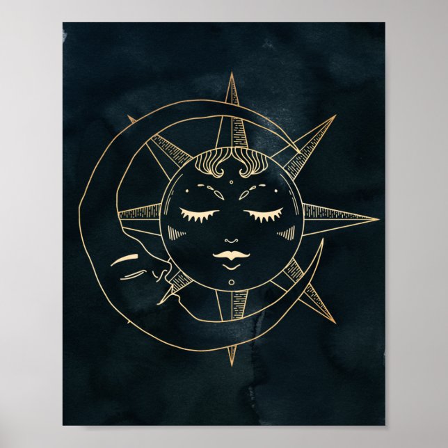 Zodiac, Astrology, Poster Moon Sun Stars (Front)