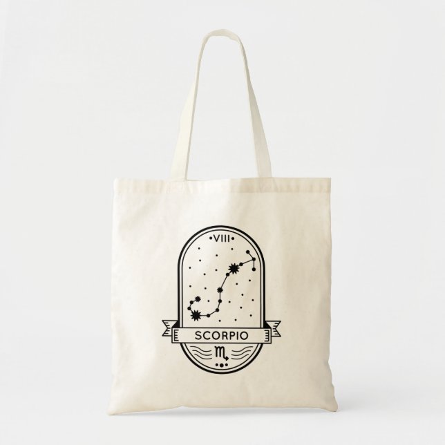 ZODIAC BADGE CONSTELLATION SCORPIO STROKE TOTE BAG (Front)