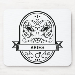 ZODIAC BADGE SYMBOL ARIES STROKE MOUSE PAD