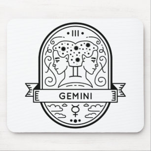 ZODIAC BADGE SYMBOL GEMINI STROKE MOUSE PAD