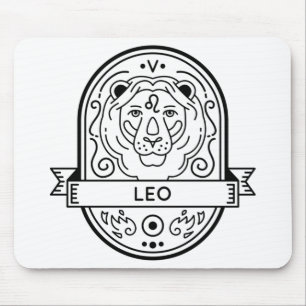 ZODIAC BADGE SYMBOL LEO STROKE MOUSE PAD
