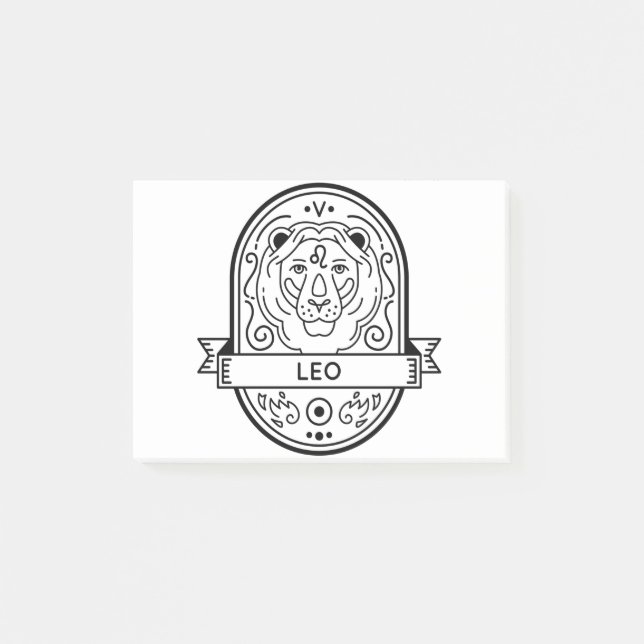 ZODIAC BADGE SYMBOL LEO STROKE POST-IT NOTES (Front)
