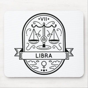 ZODIAC BADGE SYMBOL LIBRA STROKE MOUSE PAD
