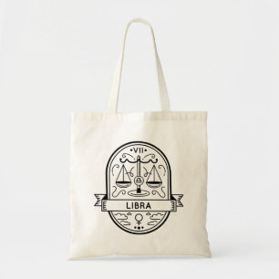 ZODIAC BADGE SYMBOL LIBRA STROKE TOTE BAG
