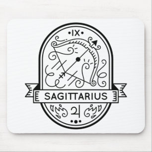 ZODIAC BADGE SYMBOL SAGITTARIUS STROKE MOUSE PAD