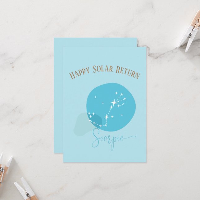 Zodiac Birthday Scorpio Flat Card (Front/Back In Situ)