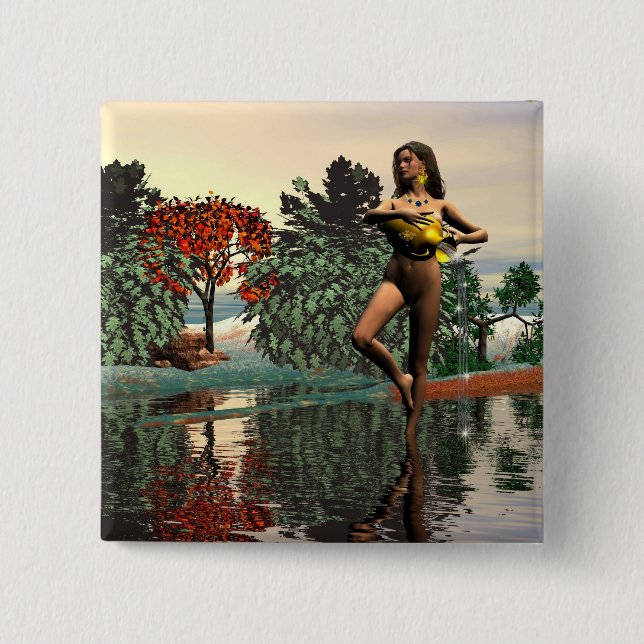 ZODIAC BIRTHDAY SIGNS / AQUARIUS 15 CM SQUARE BADGE (Front)