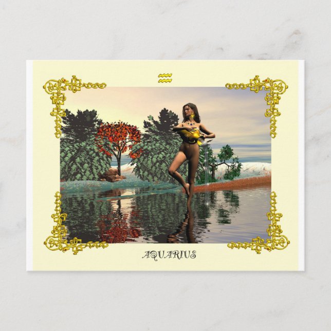 ZODIAC BIRTHDAY SIGNS / AQUARIUS POSTCARD (Front)
