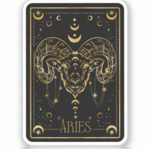 Zodiac Black & Gold Aries Astrological Sticker