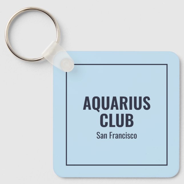 Zodiac blue simple modern birthdays cute key ring (Front)