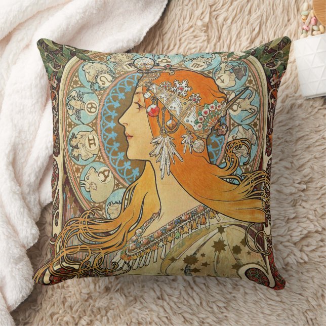 Zodiac by Alphonse Mucha Cushion (Blanket)