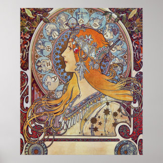 Zodiac by Alphonse Mucha Poster