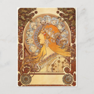 Zodiac by Mucha Postcard