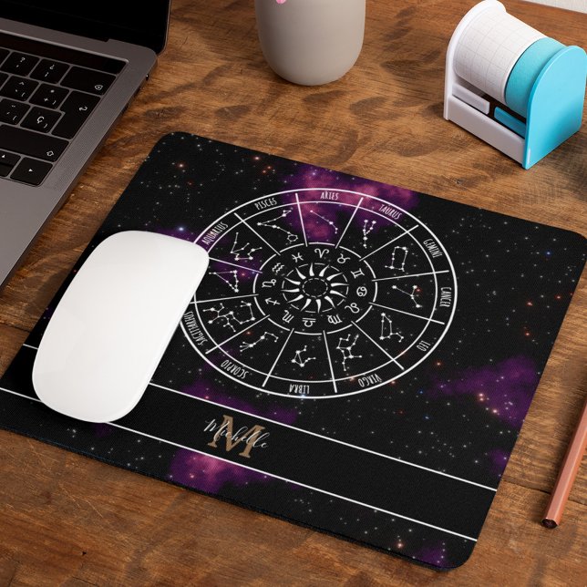 Zodiac Calendar | Astrology Symbols & Monogram Mouse Pad (Creator Uploaded)