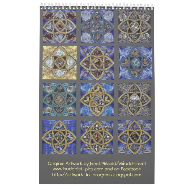 Zodiac Calendar - Celtic Knot Mandala Designs (Back)