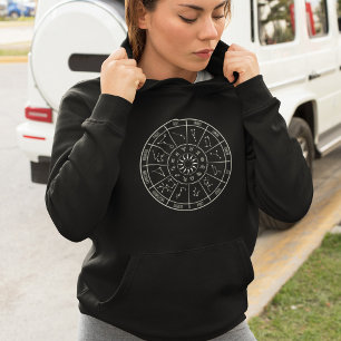Zodiac Calendar Wheel   Astrology Constellations Hoodie