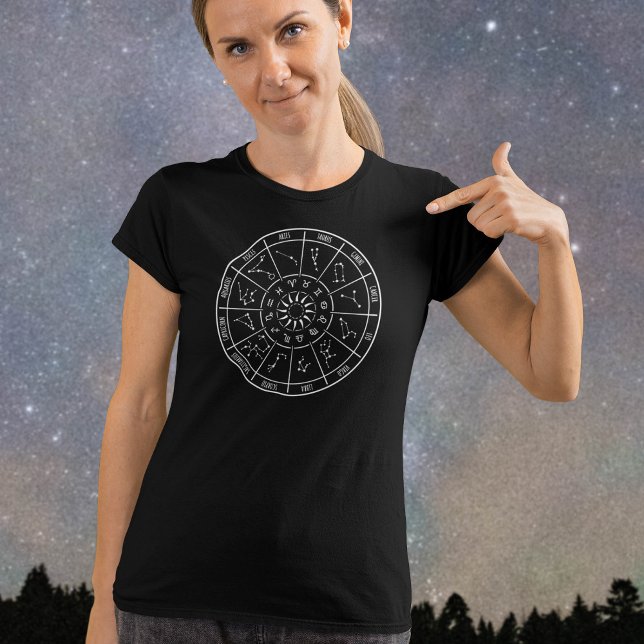 Zodiac Calendar Wheel | Astrology Constellations T-Shirt (Creator Uploaded)