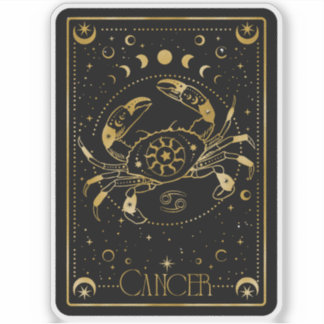 Zodiac Cancer Astrological Black & Gold Sticker