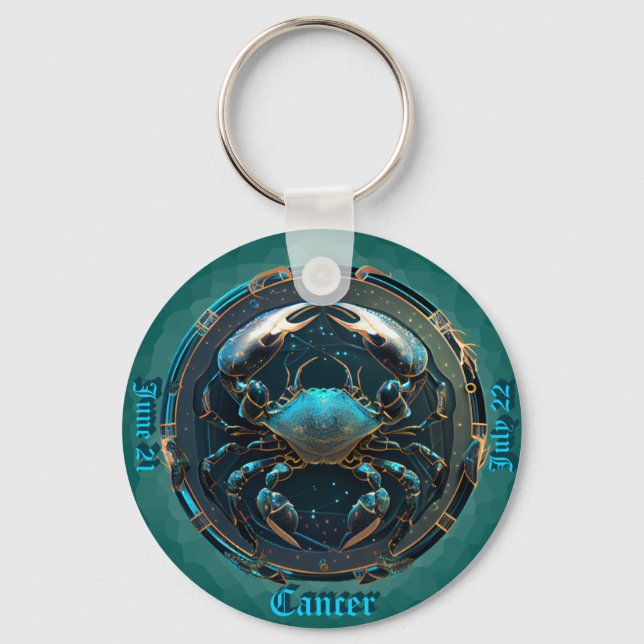 Zodiac Cancer Custom NAME, DATE Key Ring (Front)