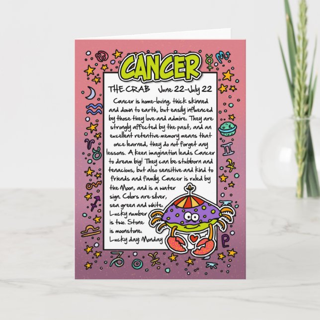 Zodiac - Cancer Fun Facts Card (Front)
