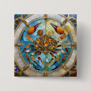 Zodiac - Cancer The Crab 15 Cm Square Badge