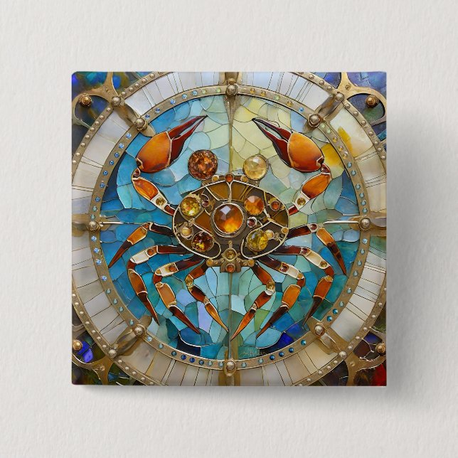 Zodiac - Cancer The Crab 15 Cm Square Badge (Front)