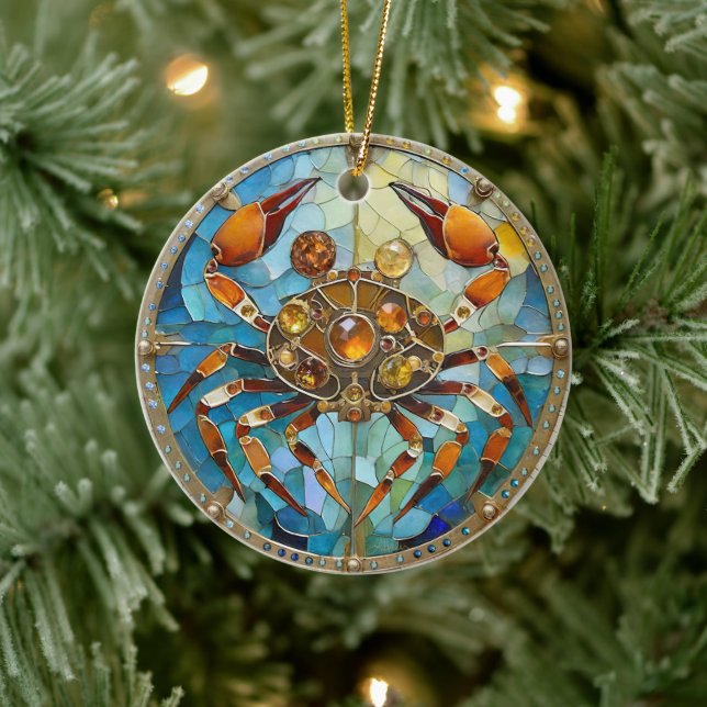 Zodiac - Cancer The Crab Ceramic Ornament (Tree)