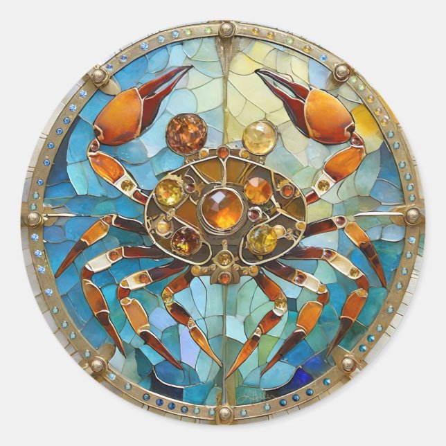 Zodiac - Cancer The Crab Classic Round Sticker (Front)