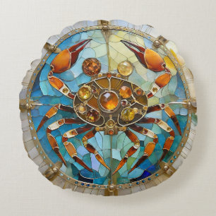 Zodiac - Cancer The Crab Round Cushion