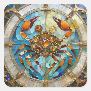 Zodiac - Cancer The Crab Square Sticker
