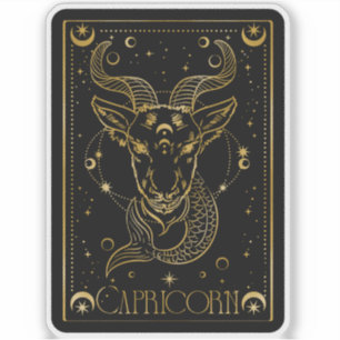 Zodiac Capricorn Astrology Black and Gold Sticker