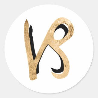 Zodiac Capricorn astrology symbol gold black Classic Round Sticker