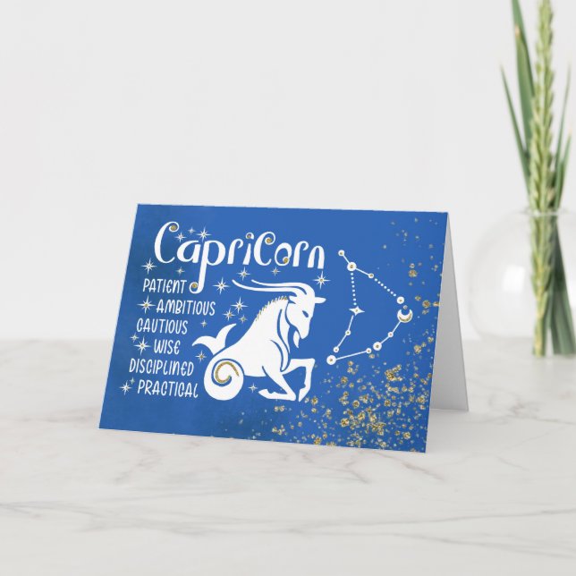 Zodiac Capricorn Birthdays With Sign Constellation Card (Front)