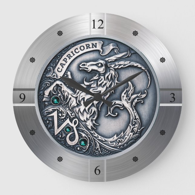 Zodiac ~ Capricorn ~ Celestial ~ Western Astrology Large Clock (Front)