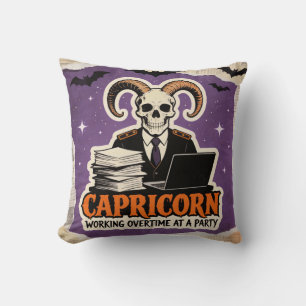 Zodiac Capricorn Halloween Skeleton Birthday Gift Cushion